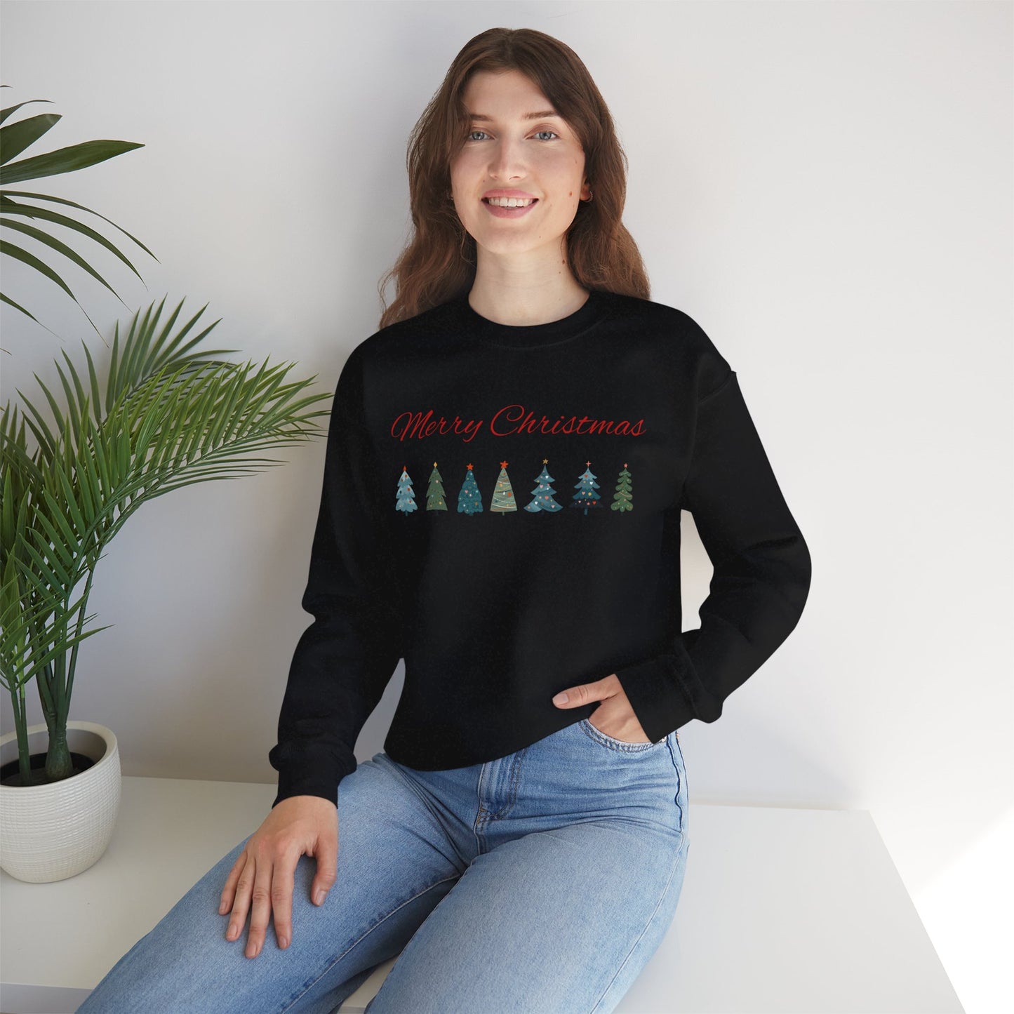 Merry Christmas Tree Line Sweatshirt