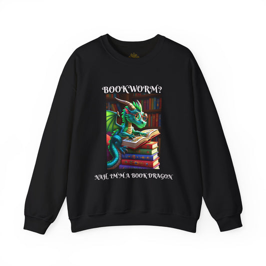 Book Dragon Sweatshirt for Book Lovers, Cozy Reading Gift, Unisex Crewneck, Dragon Lover Apparel, Fantasy Sweatshirt, Bookworm Gift