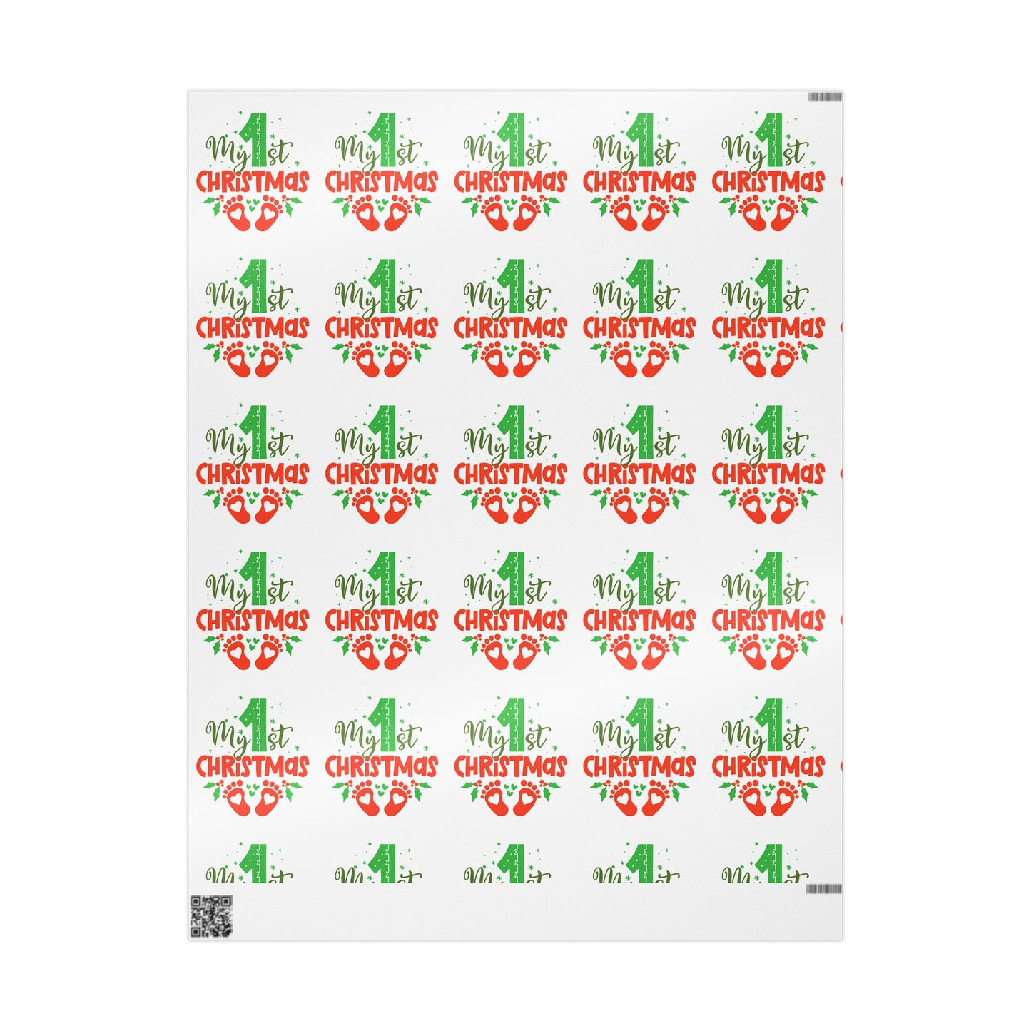 Holiday Mistletoe Wrapping Paper Roll – Cute Red & Green Holiday Pattern