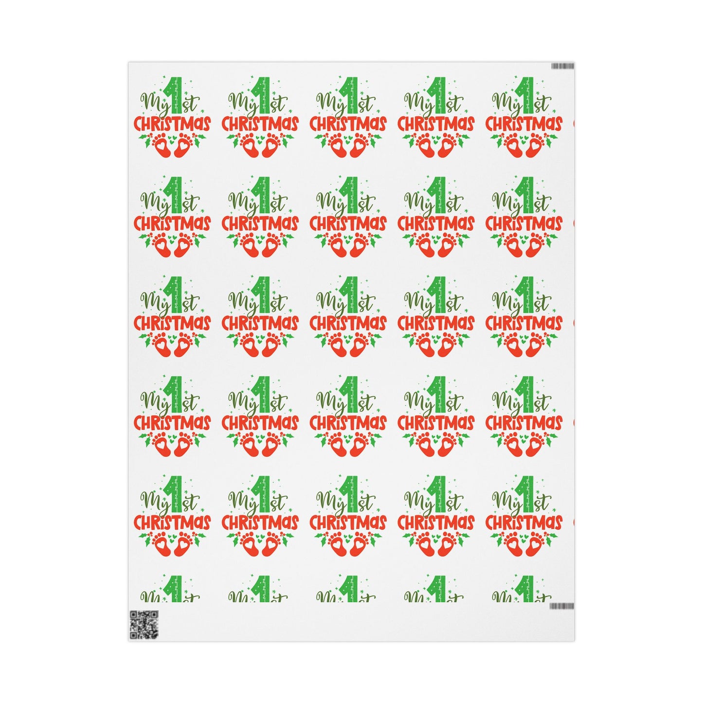Holiday Mistletoe Wrapping Paper Roll – Cute Red & Green Holiday Pattern