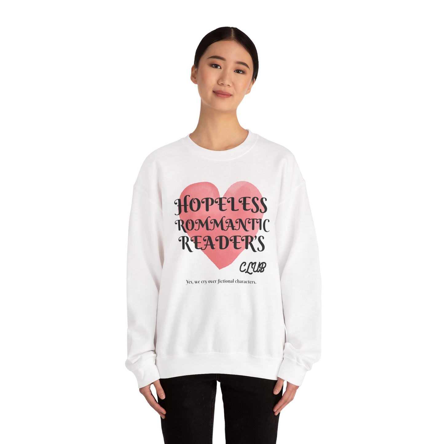 Hopeless Romantic Reader's Club Sweatshirt, Cozy Crewneck for Book Lovers, Valentine's Day Gift, Literary Apparel, Unisex Sweater