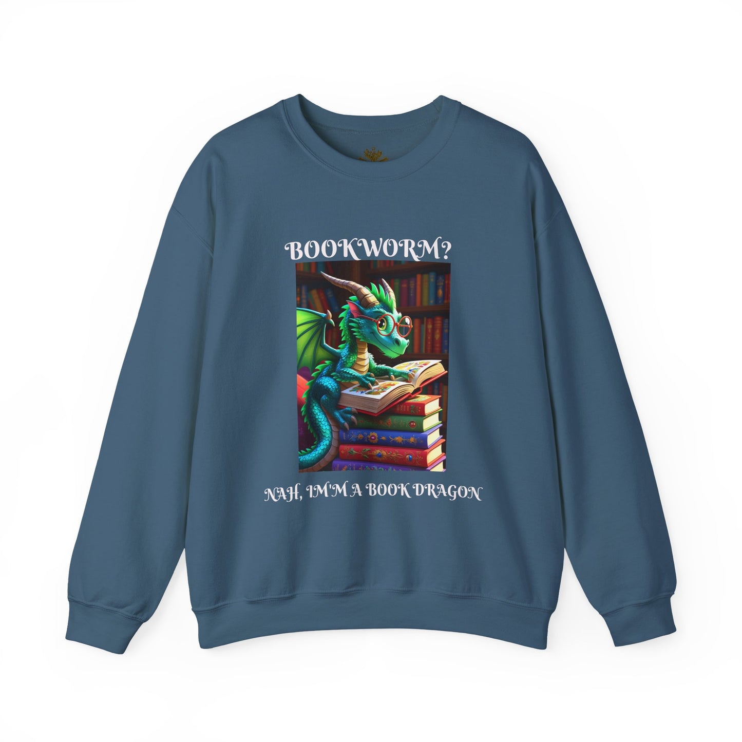 Book Dragon Sweatshirt for Book Lovers, Cozy Reading Gift, Unisex Crewneck, Dragon Lover Apparel, Fantasy Sweatshirt, Bookworm Gift