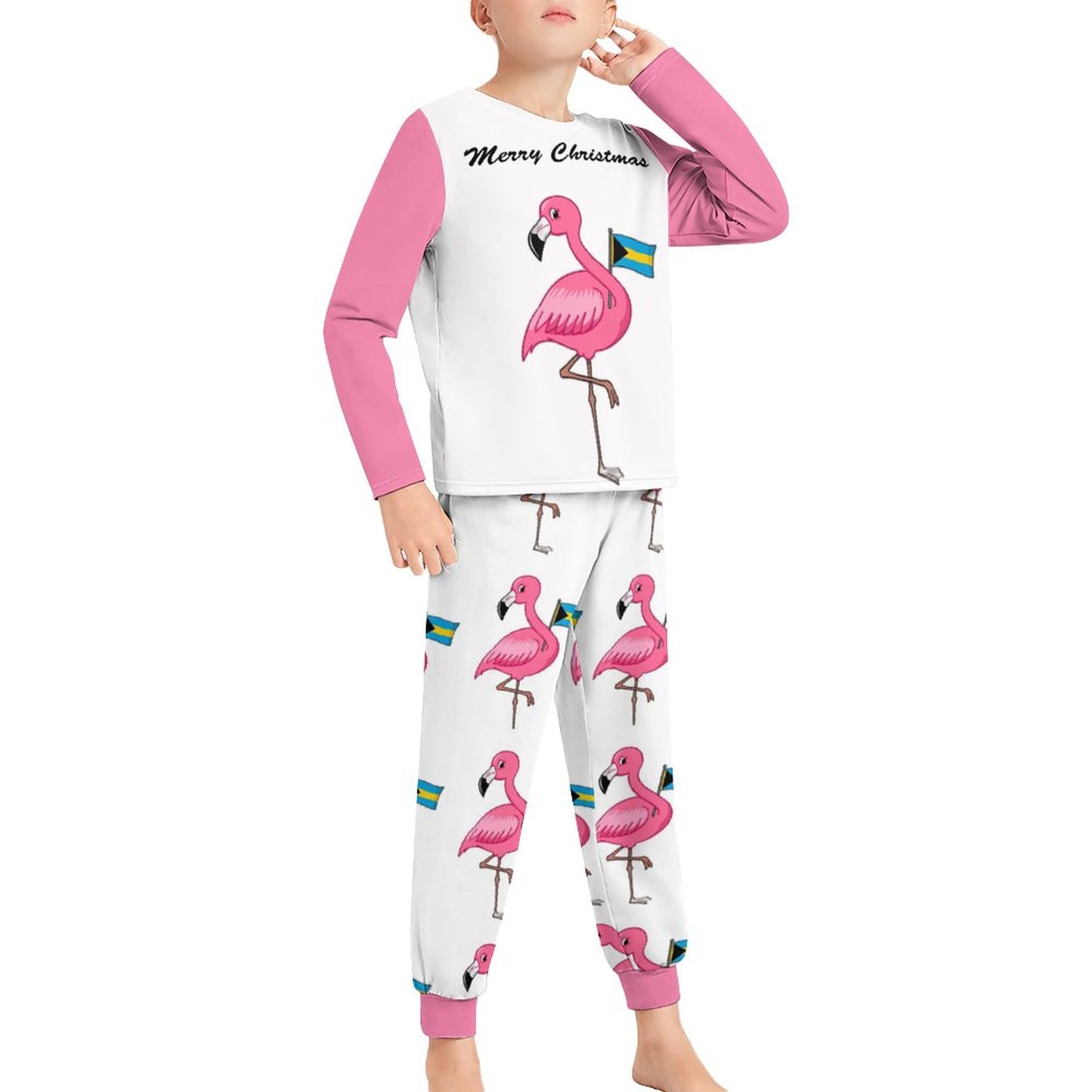 TropiKulture Flamingo Print 2 Piece Long Sleeve Set (Kids)