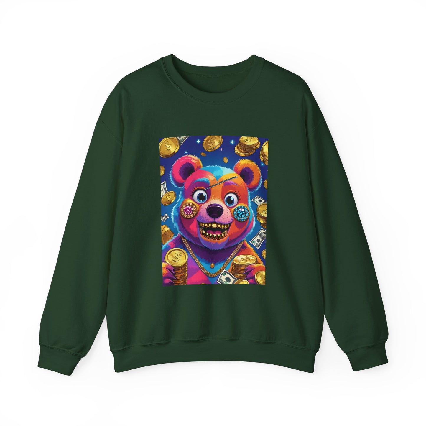Colorful Graphic Bear Crewneck Sweatshirt