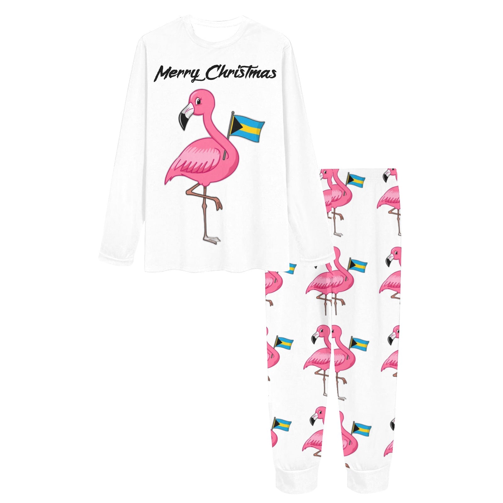 TropiKulture Flamingo Print 2 Piece Long Sleeve Set.