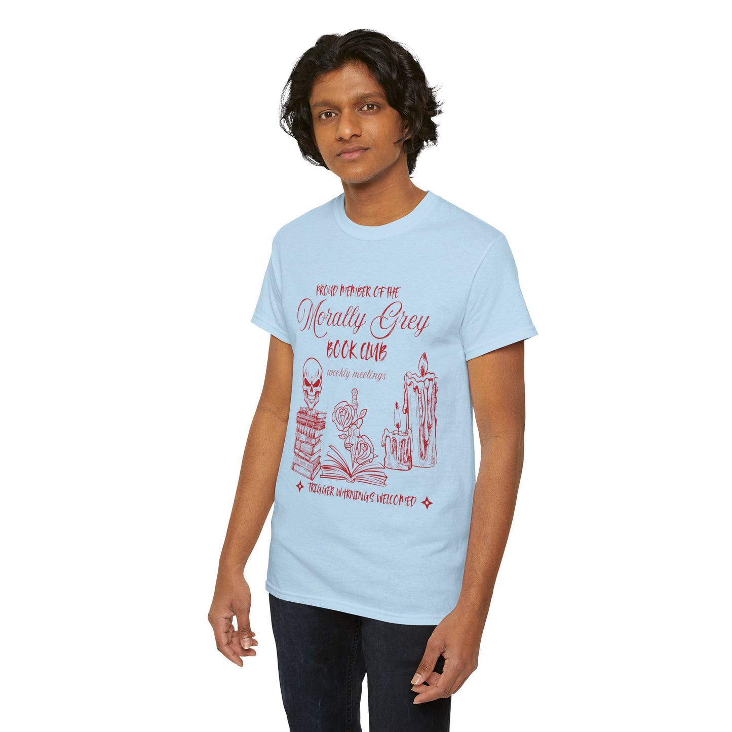 Proud Member of the Morally Grey Book Club Unisex Heavy Cotton Tee - Perfect for Book Lovers, Book Club Gifts, Cozy Reading, Literary Events, Quirky Style