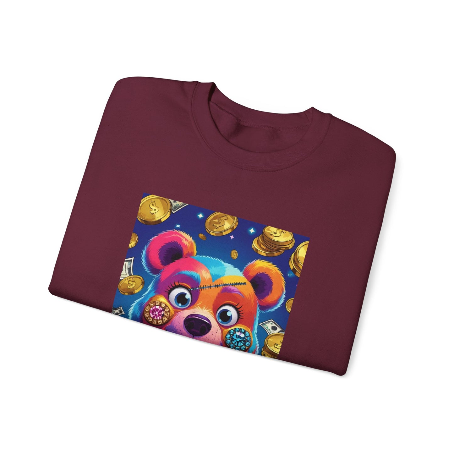 Colorful Graphic Bear Crewneck Sweatshirt