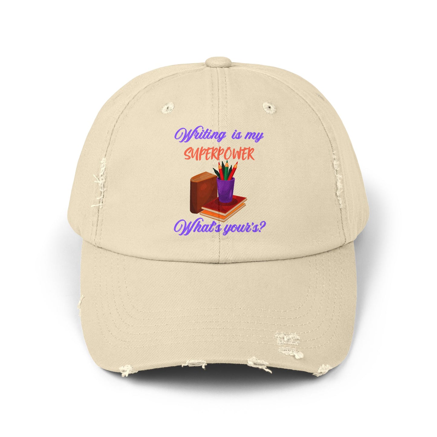 Creative Unisex Distressed Cap for Authors, Trendy Hat, Gift for Crafters, Fun Accessory for Celebrations