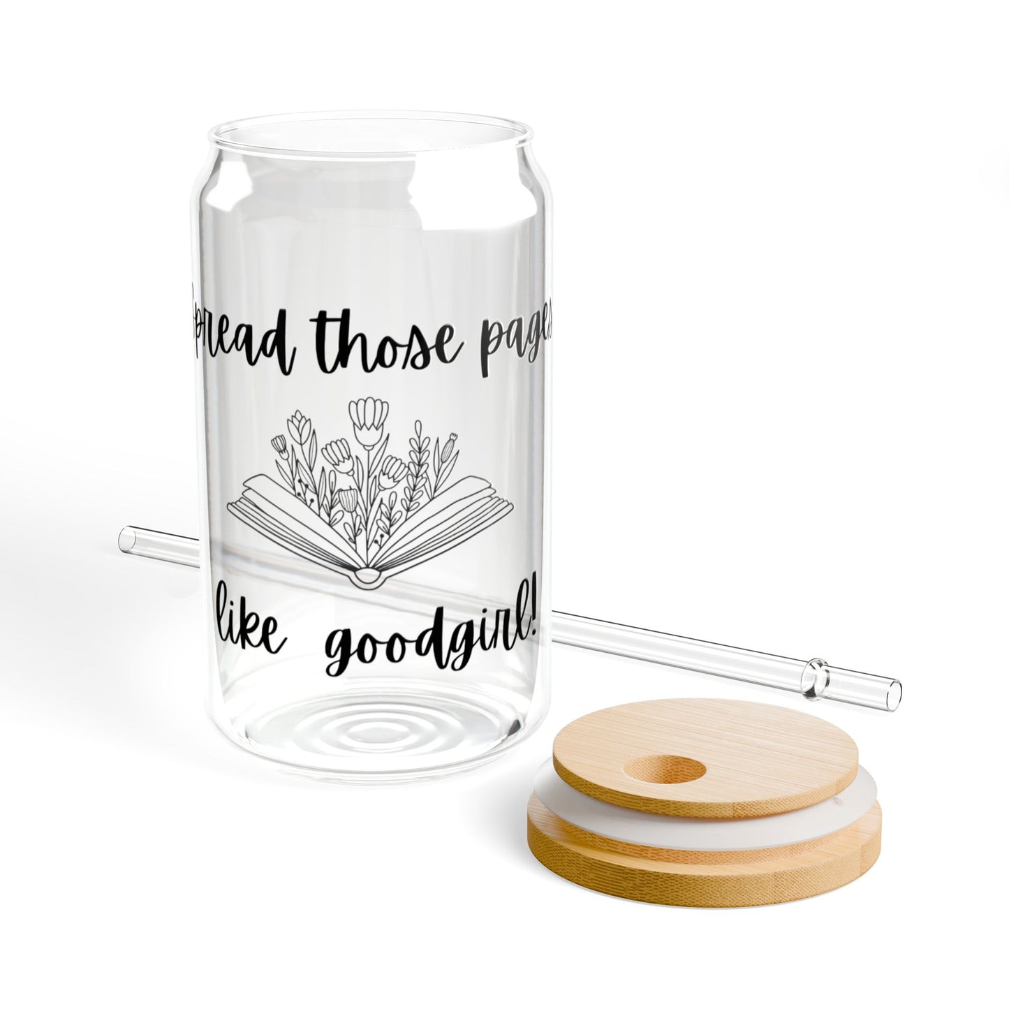 Book Lover's Sipper Glass, 16oz | Inspirational Reading Straw Cup, Gift for Bookworms, Literary Decor, Eco-Friendly Beverage Container