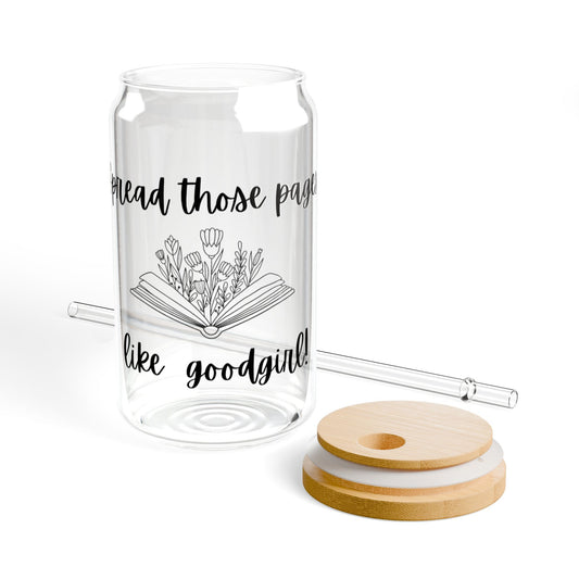 Book Lover's Sipper Glass, 16oz | Inspirational Reading Straw Cup, Gift for Bookworms, Literary Decor, Eco-Friendly Beverage Container