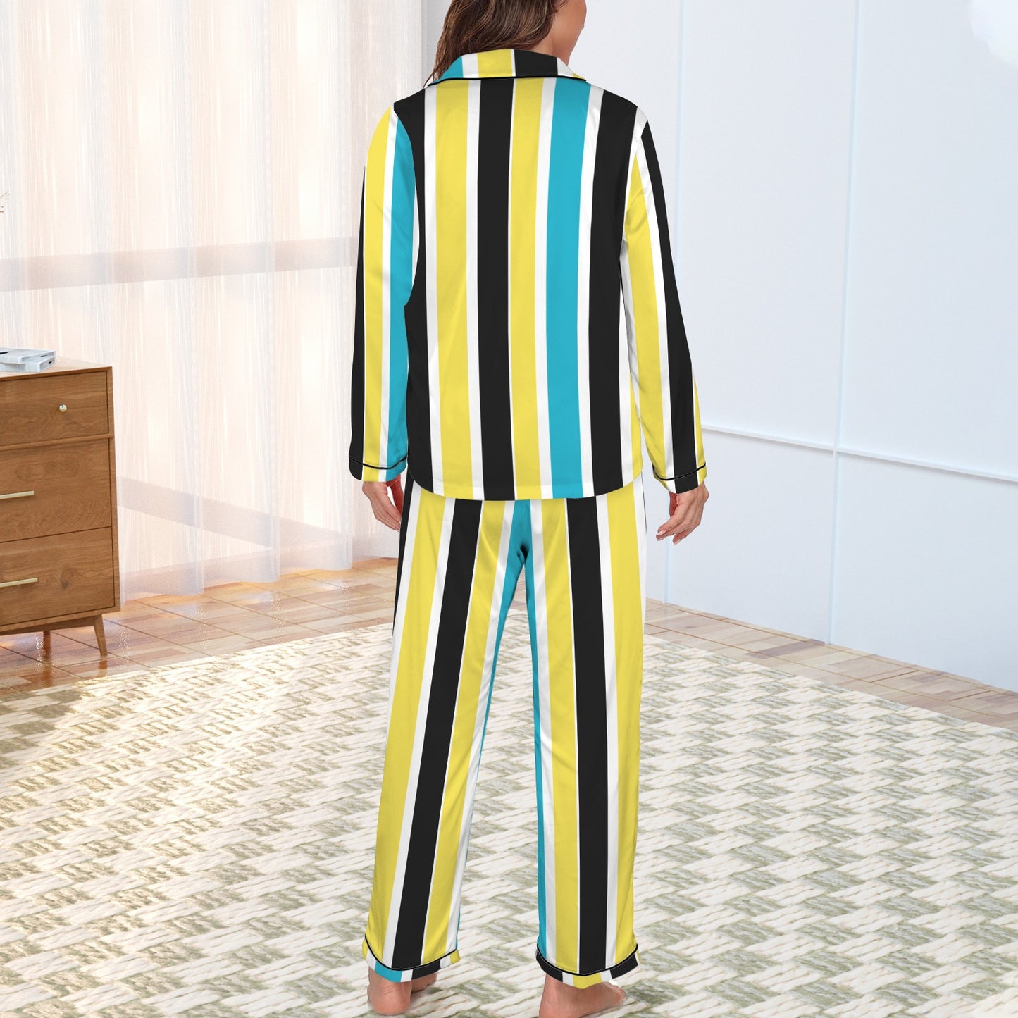 TropiKulture Satin Pajamas Long Sleeve Set