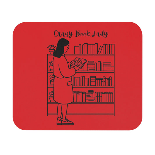 Crazy Book Lady Mouse Pad - Perfect Gift for Book Lovers, Office Decor, Reading Gifts, Desk Accessories, Fun Mouse Mat