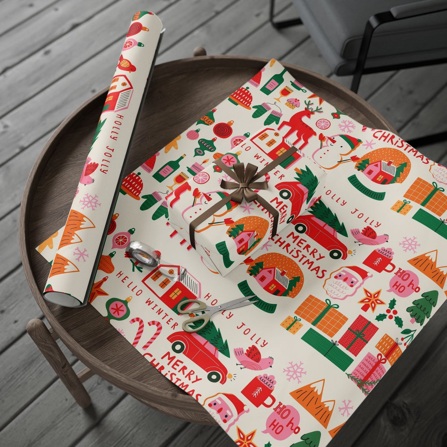 Holiday Cocktail Gift Wrap — Festive Drink & Cheers Wrapping Paper Roll