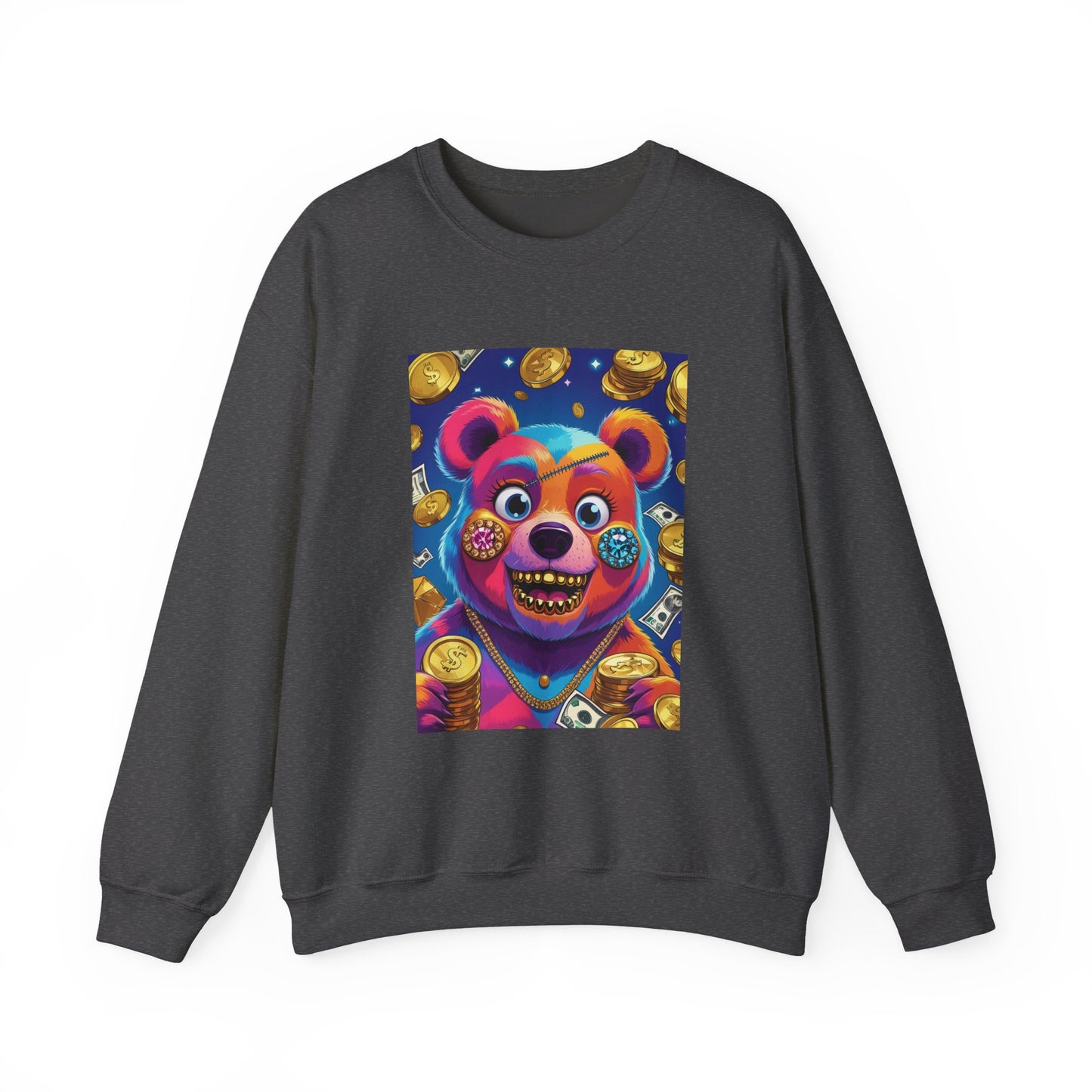 Colorful Graphic Bear Crewneck Sweatshirt