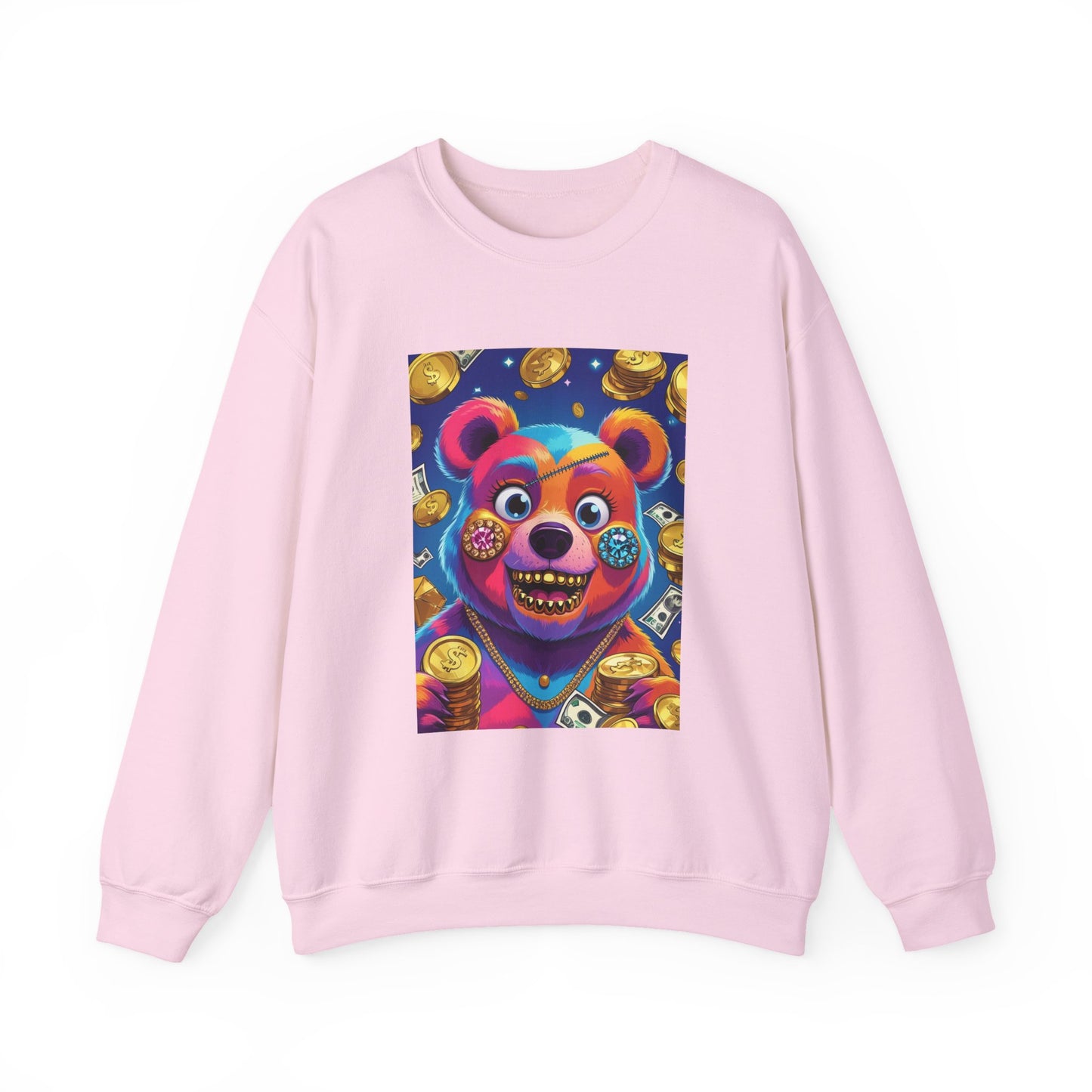 Colorful Graphic Bear Crewneck Sweatshirt