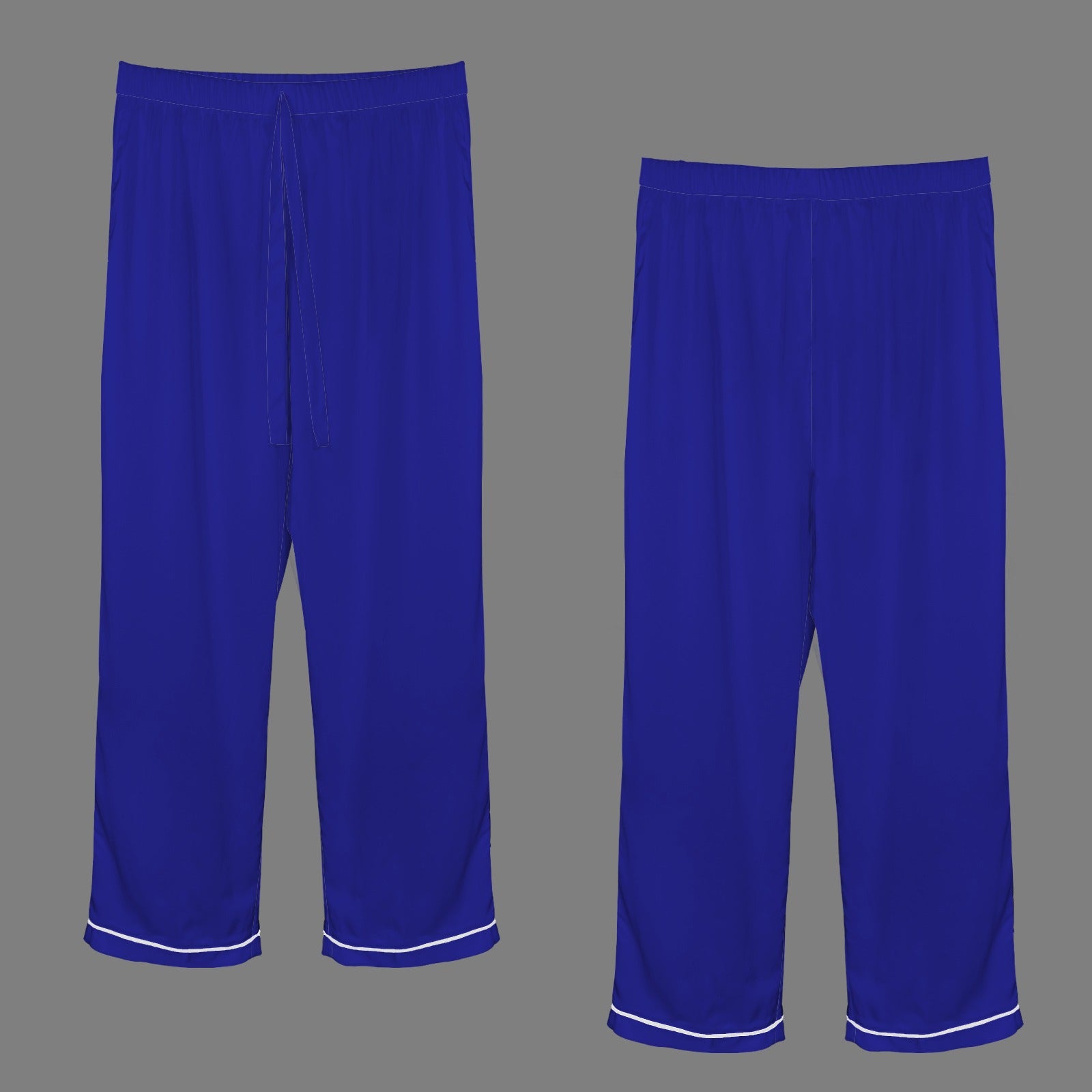 2 Piece Satin Long Sleeve Pajamas Set (Royal Blue)