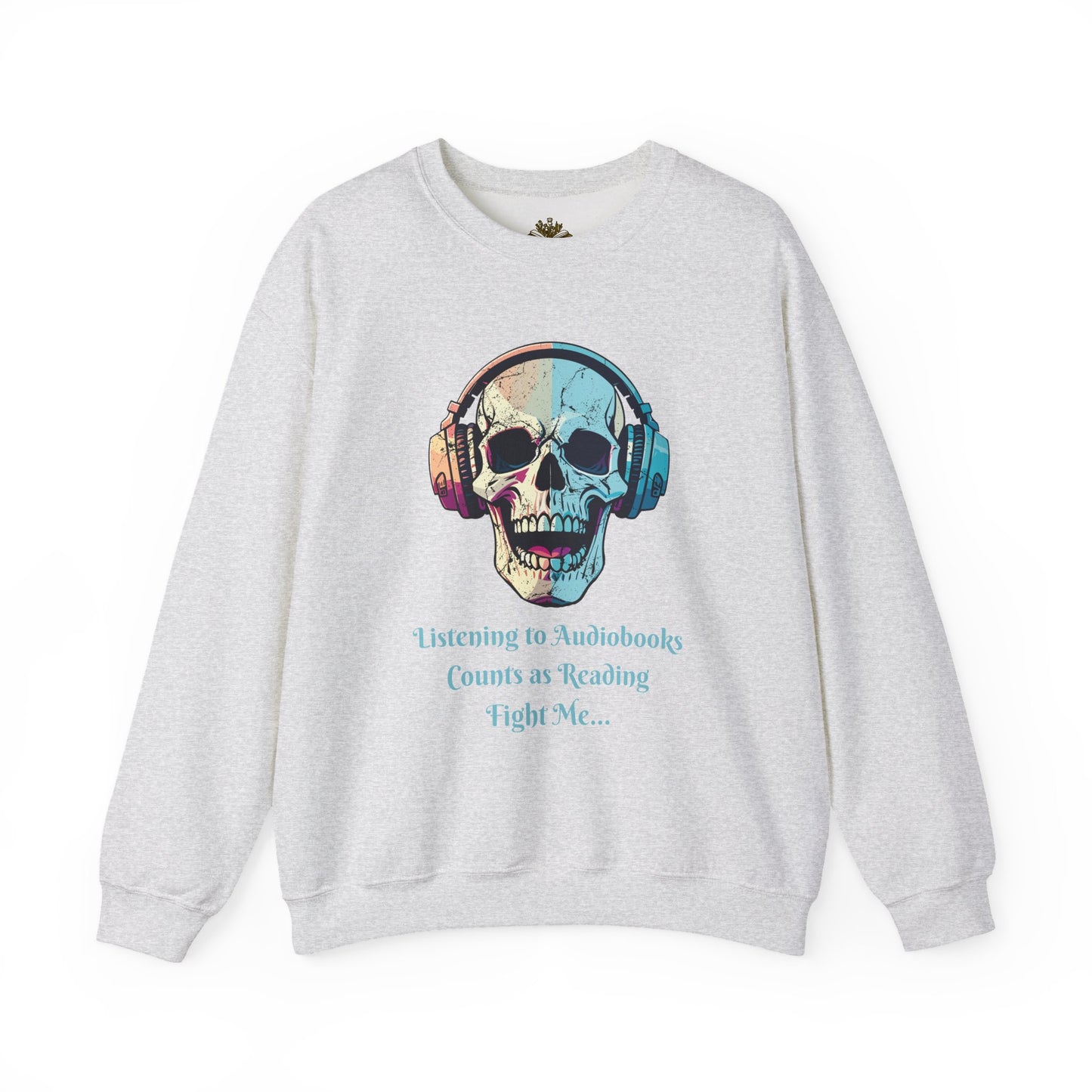 Skull Audiobook Sweatshirt - Cozy Unisex Crewneck for Book Lovers, Perfect Gift for Readers, Halloween, Birthday, Sweatshirt