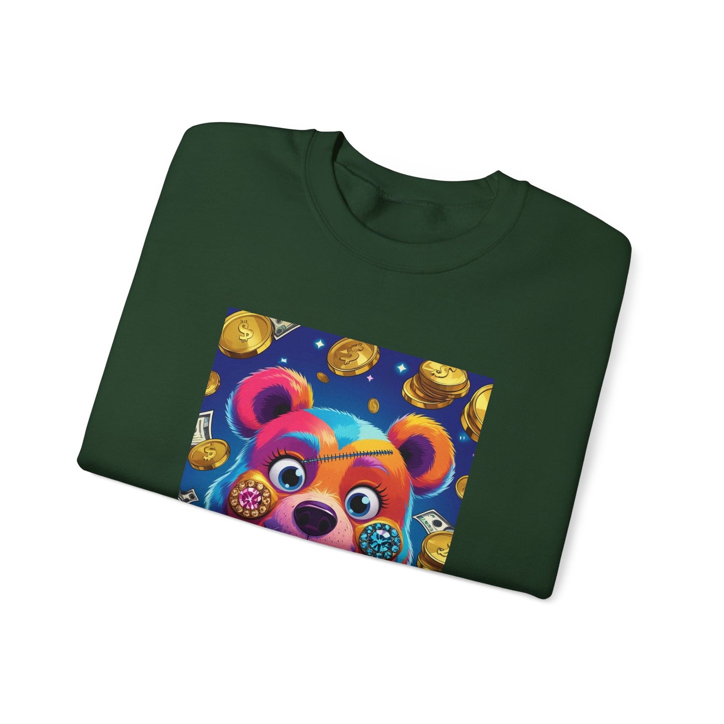 Colorful Graphic Bear Crewneck Sweatshirt