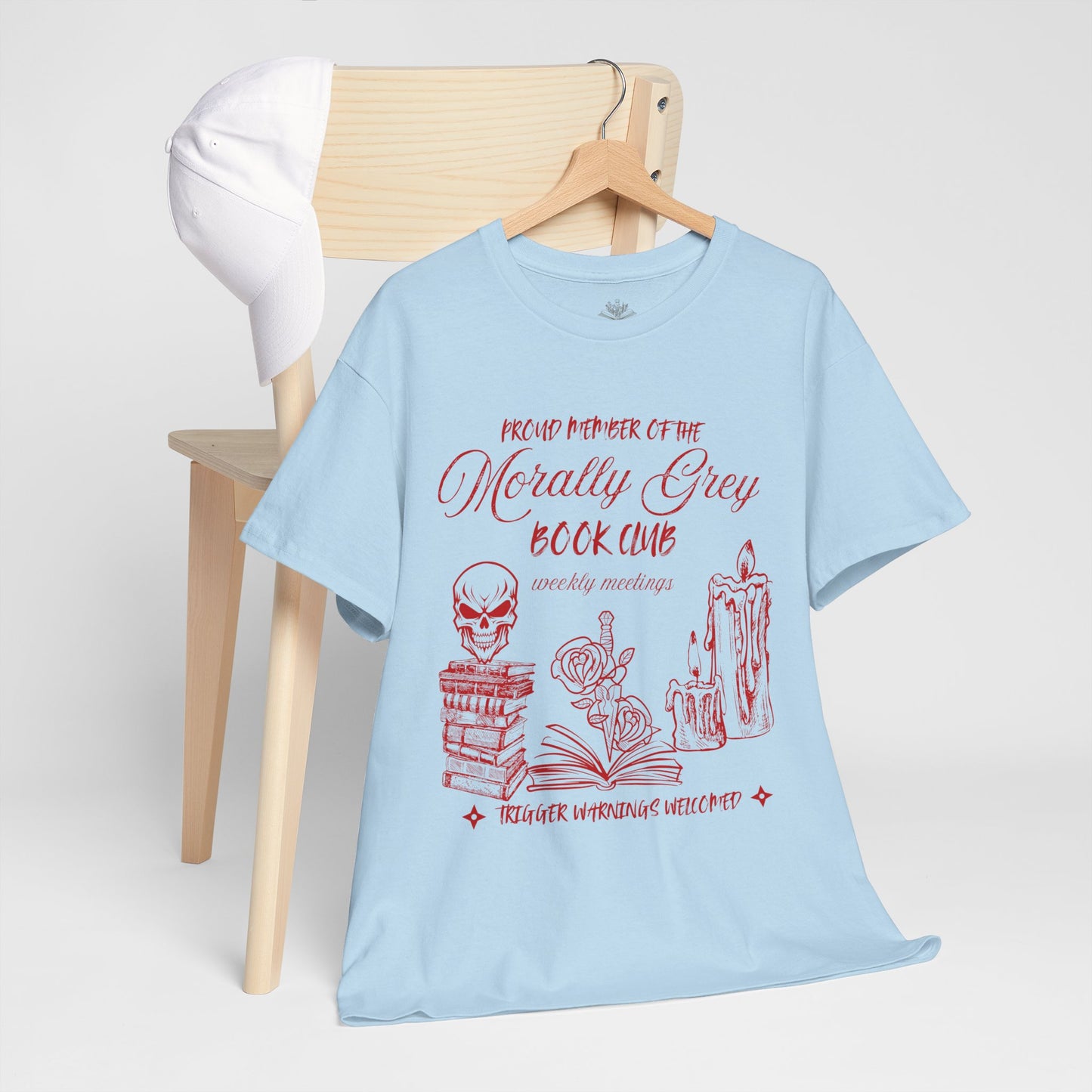 Proud Member of the Morally Grey Book Club Unisex Heavy Cotton Tee - Perfect for Book Lovers, Book Club Gifts, Cozy Reading, Literary Events, Quirky Style