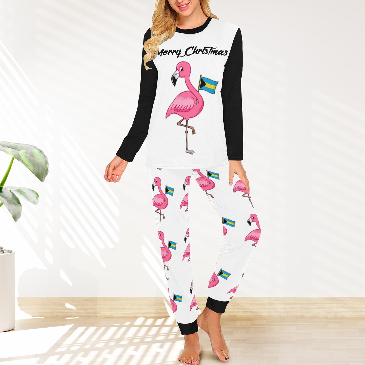 TropiKulture Flamingo Print 2 Piece Long Sleeve Set.