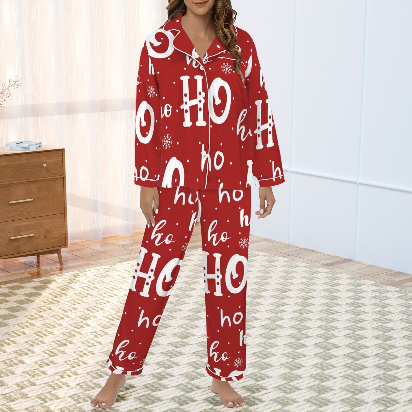 Santa's Favorite 2 Piece Long Sleeve Satin Set