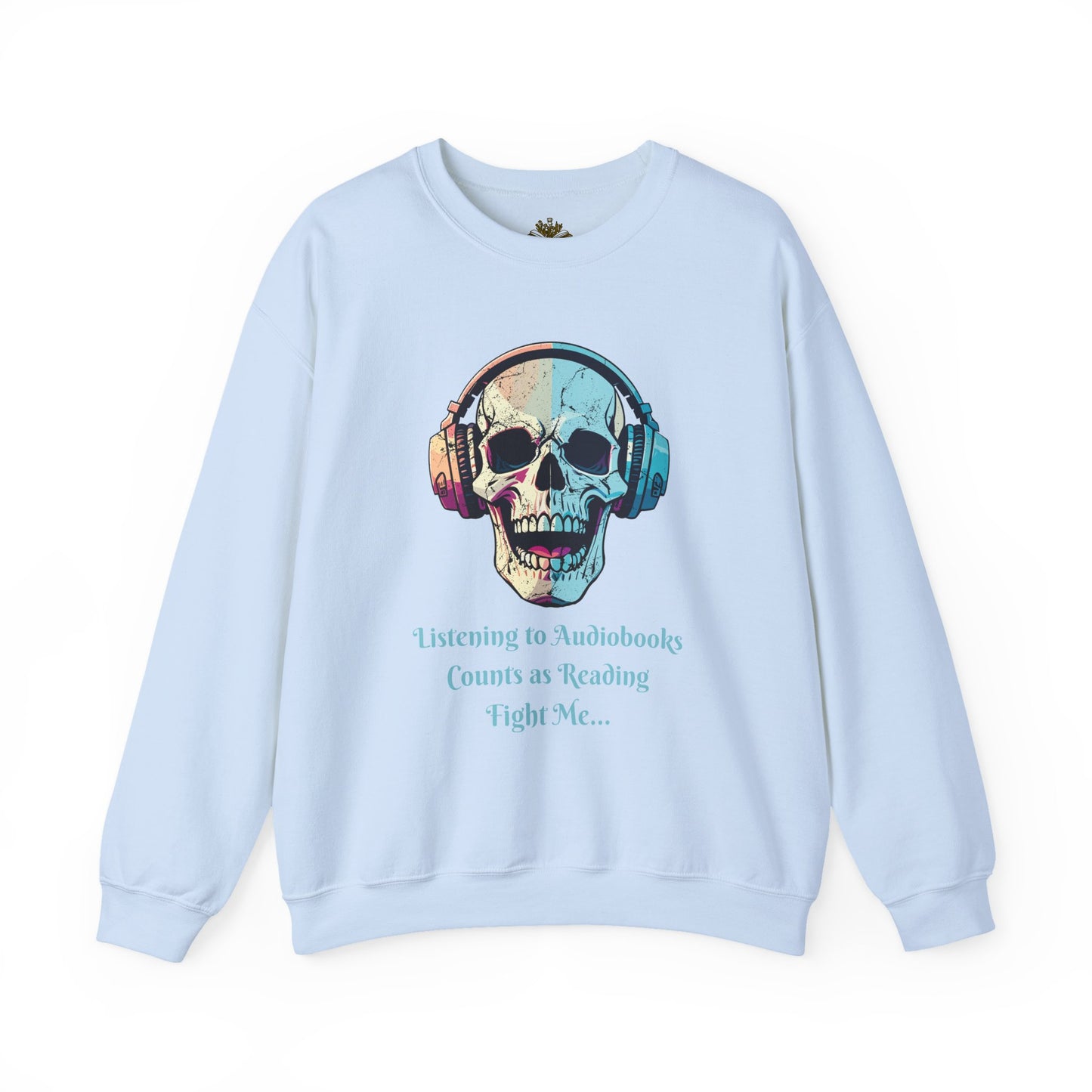 Skull Audiobook Sweatshirt - Cozy Unisex Crewneck for Book Lovers, Perfect Gift for Readers, Halloween, Birthday, Sweatshirt