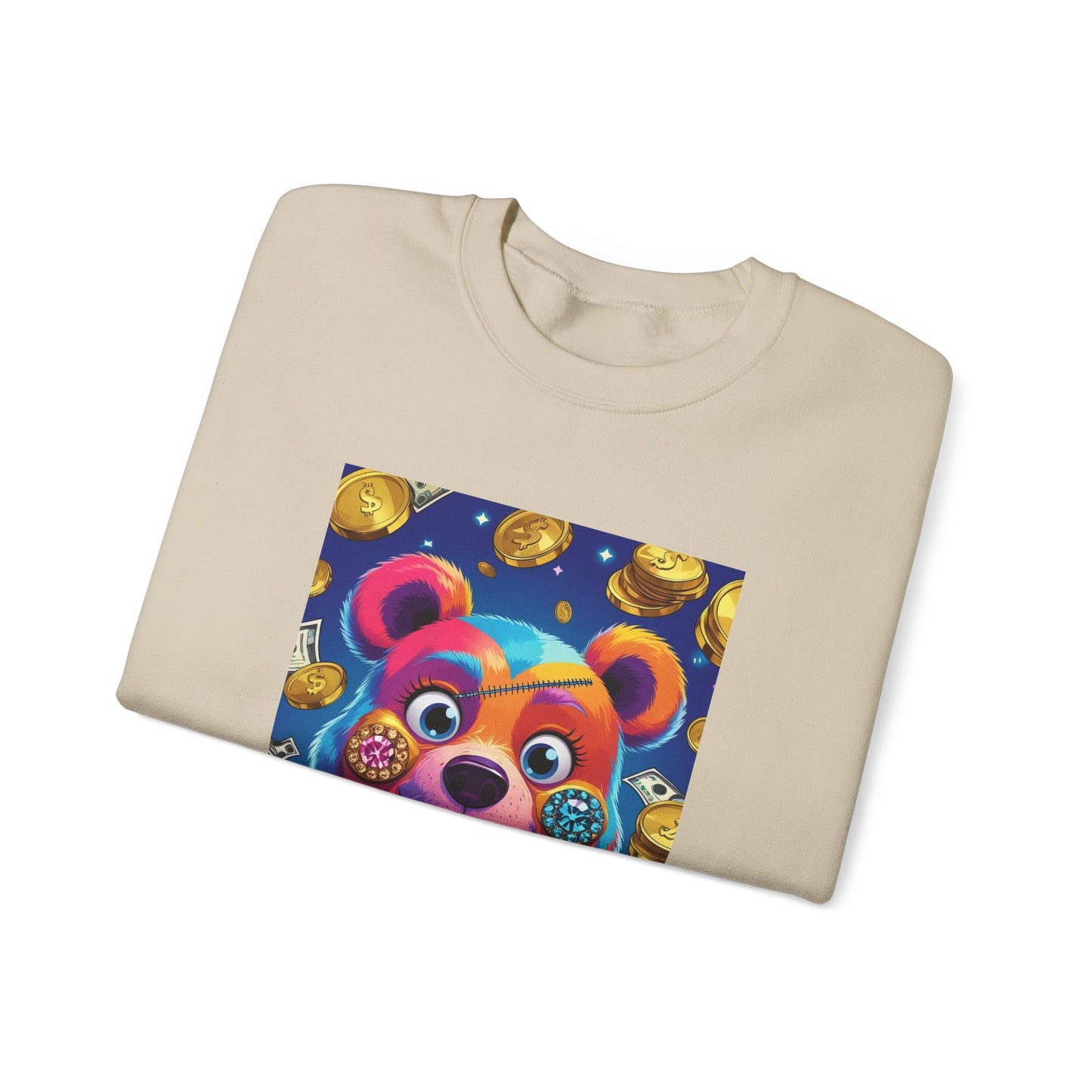 Colorful Graphic Bear Crewneck Sweatshirt