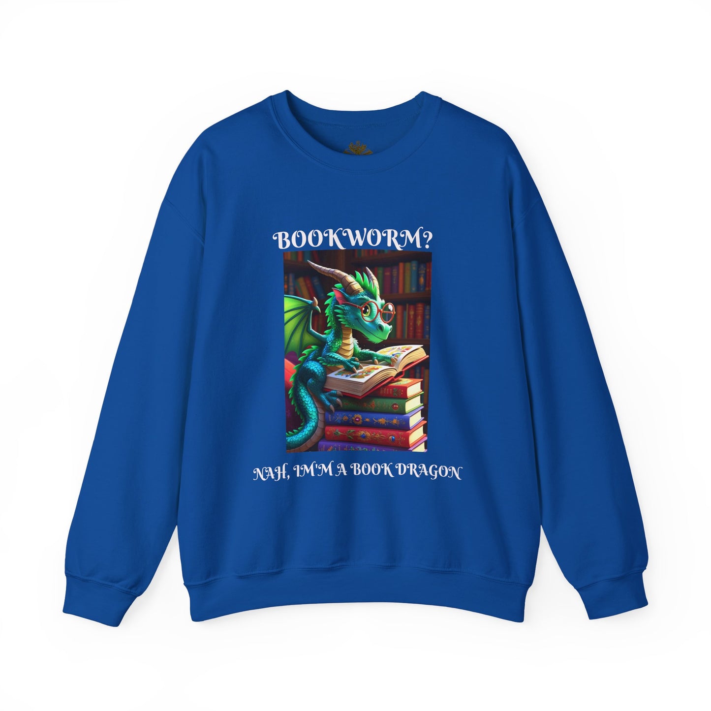Book Dragon Sweatshirt for Book Lovers, Cozy Reading Gift, Unisex Crewneck, Dragon Lover Apparel, Fantasy Sweatshirt, Bookworm Gift