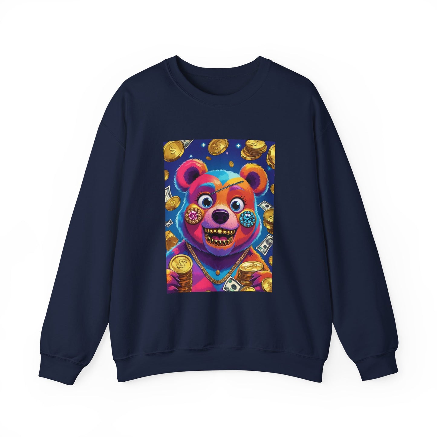 Colorful Graphic Bear Crewneck Sweatshirt
