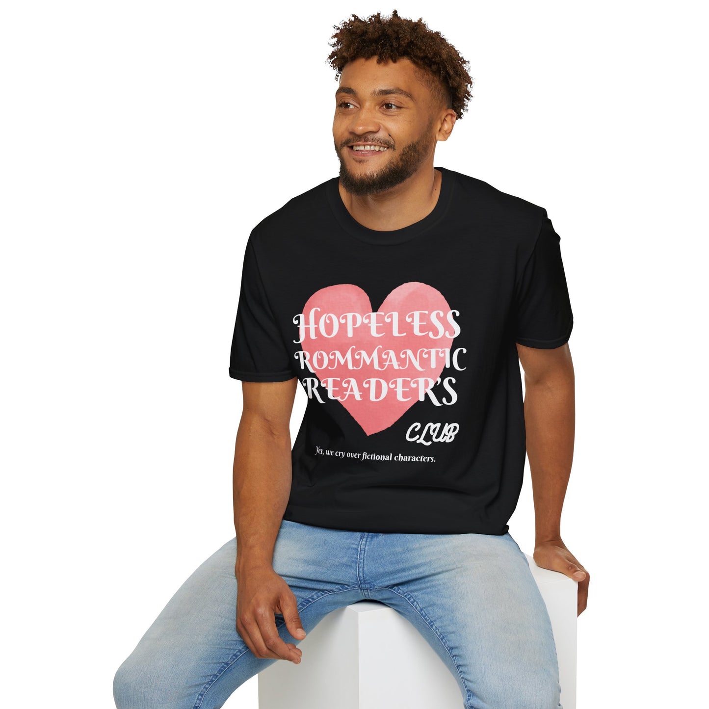 Hopeless Romantic Readers Unisex Softstyle T-Shirt, Book Lover Gift, Reader Apparel, Gift for Bookworms, Literary Humor Tee