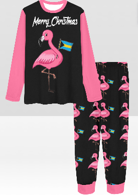 TropiKulture Flamingo Print 2 Piece Long Sleeve Set(Unisex)