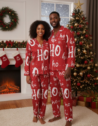 Santa's Favorite 2 Piece Long Sleeve Satin Set