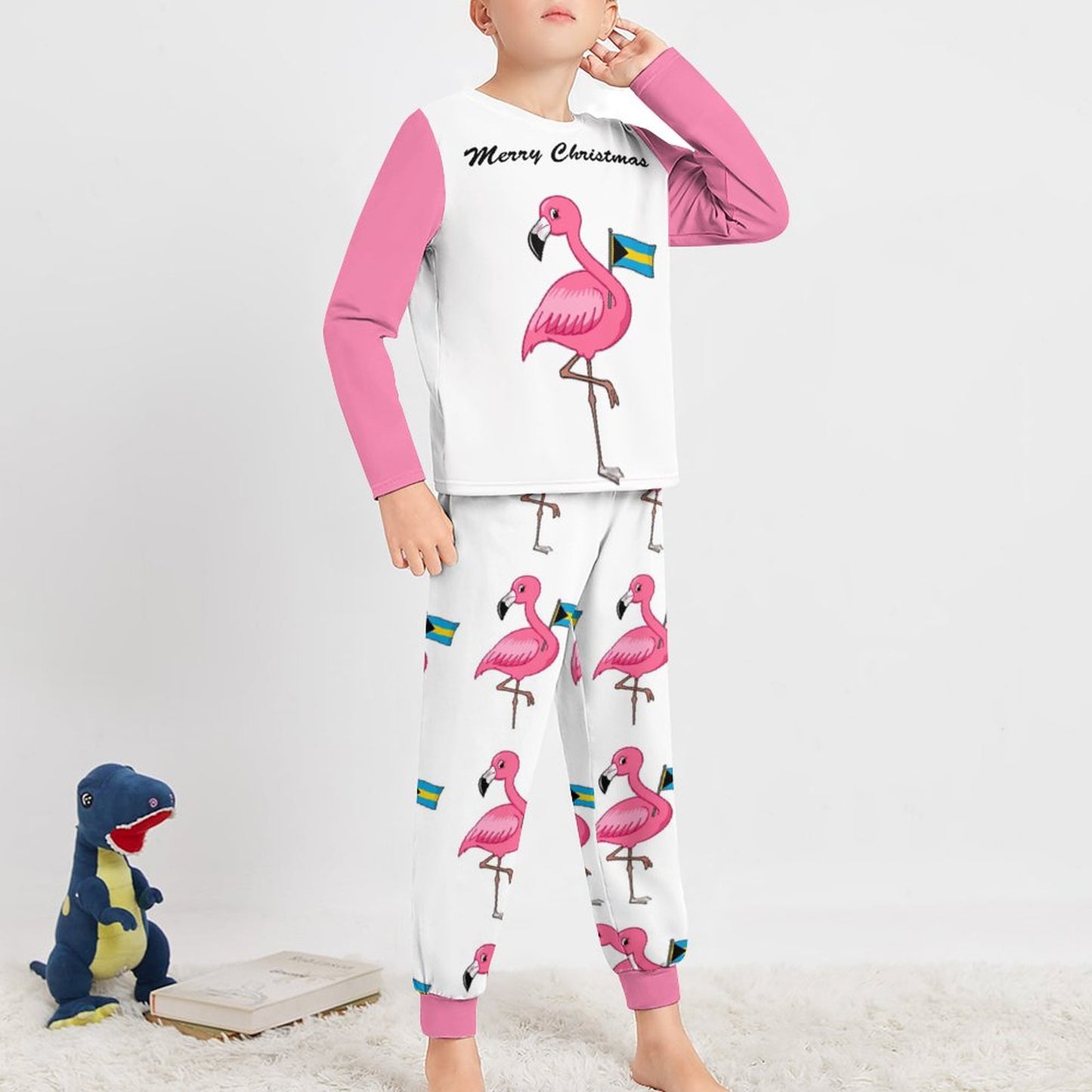 TropiKulture Flamingo Print 2 Piece Long Sleeve Set (Kids)