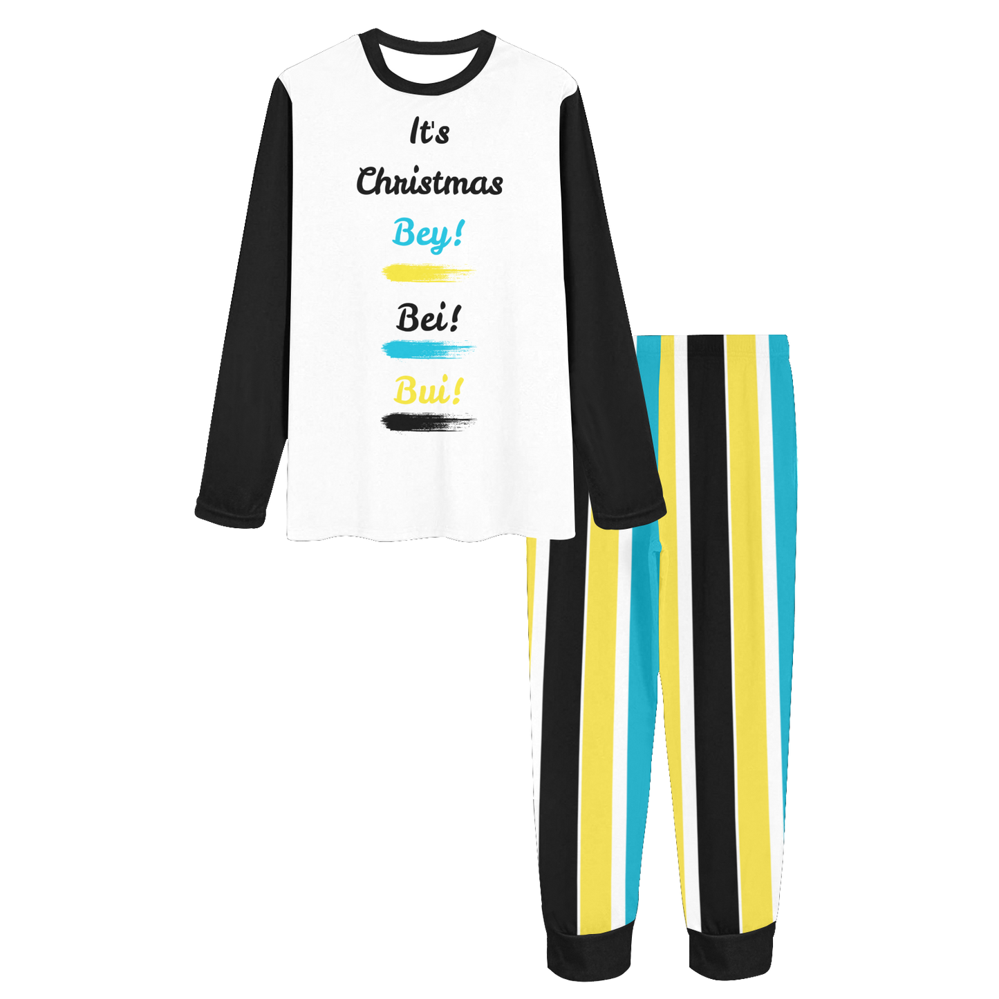 TropiKulture 2 Piece It's Christmas Bey! Bei! Bui!" Long Sleeve Pajamas Set