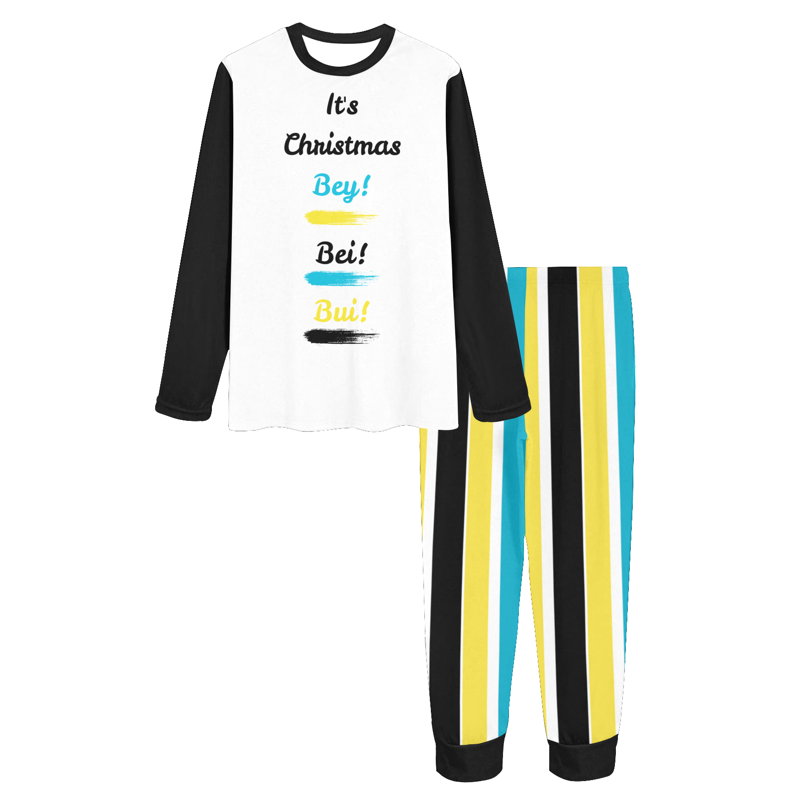 TropiKulture 2 Piece It's Christmas Bey! Bei! Bui!" Long Sleeve Pajamas Set