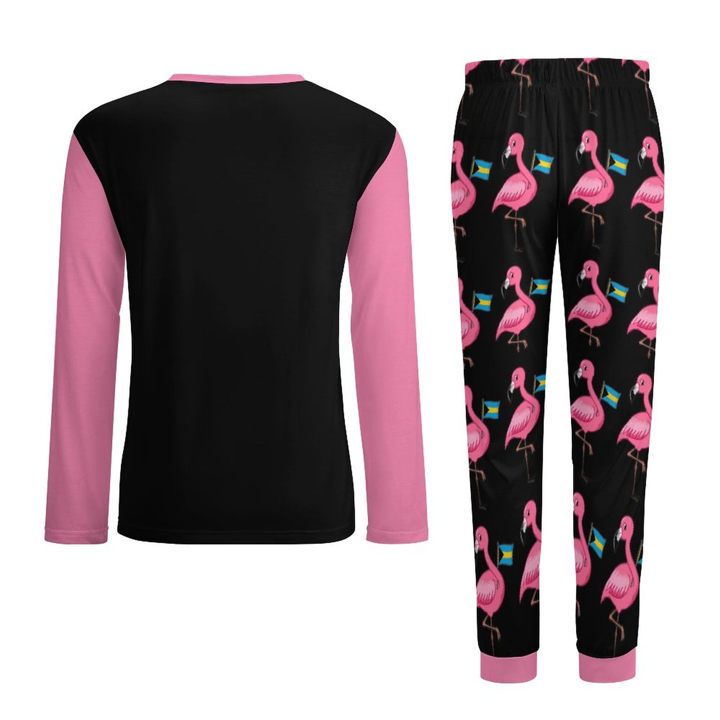 TropiKulture Flamingo Print 2 Piece Long Sleeve Set(Unisex)