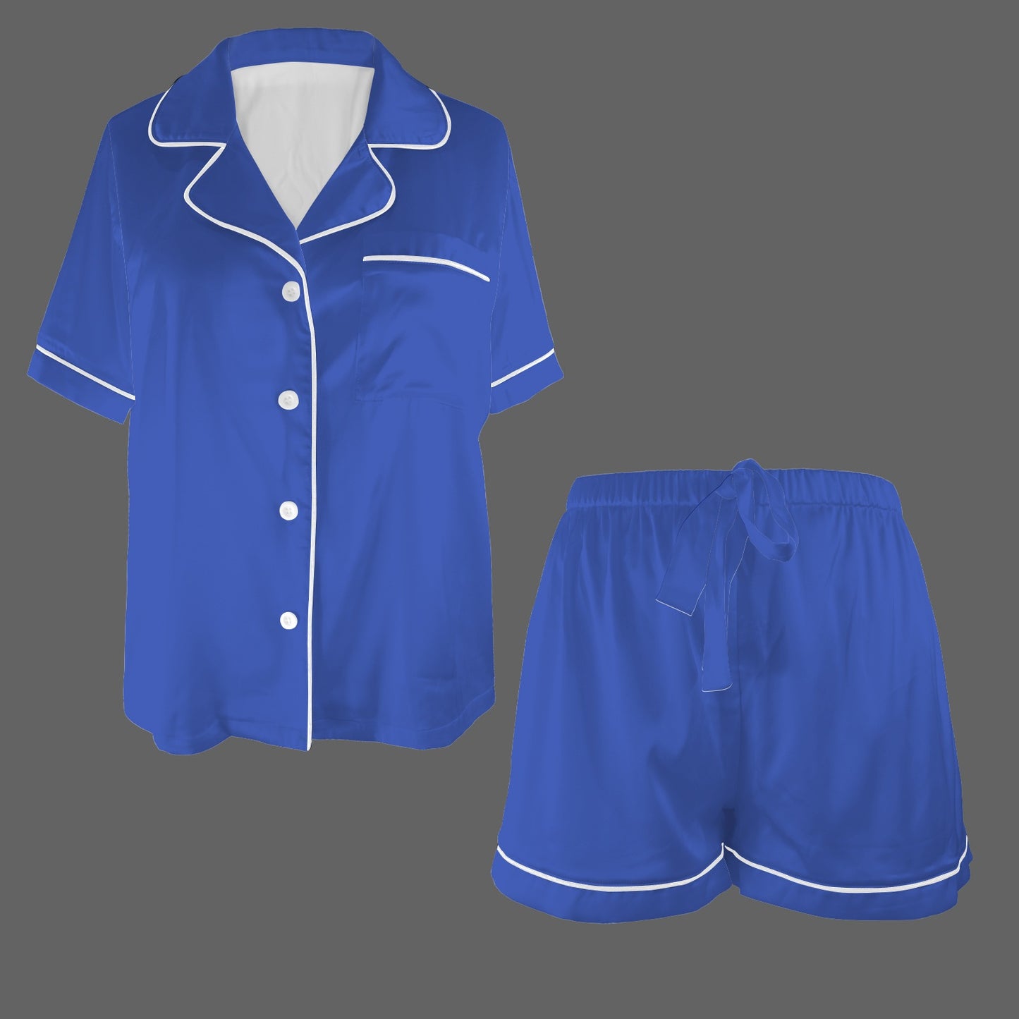 2 Piece Satin Shorts Set ( Royal Blue)