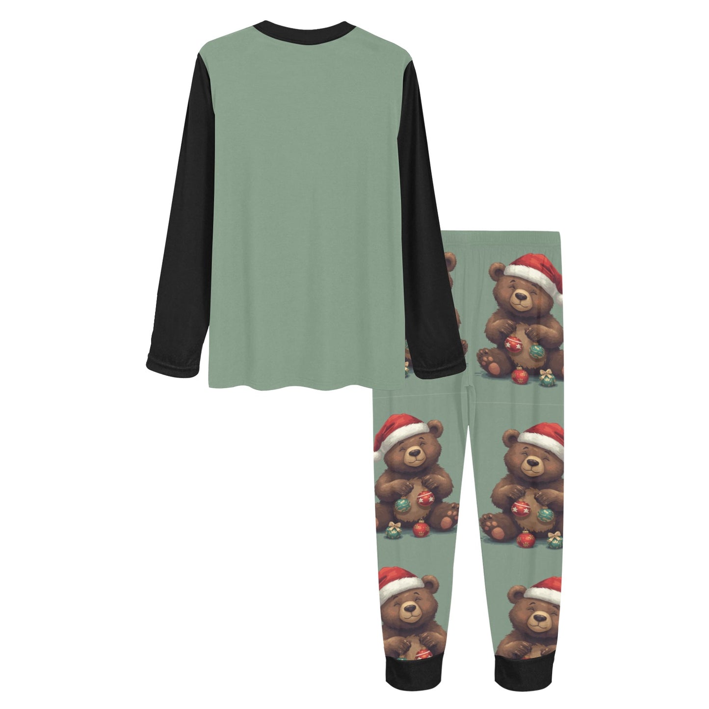 2 Piece Christmas Bear Pajama Set (Black)